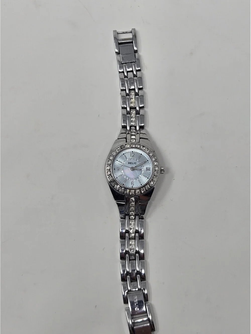 Relic by Fossil Women's Queen's Court Silver-Tone Crystal Bezel Watch